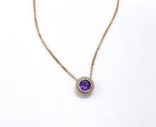 Lade das Bild in den Galerie-Viewer, Vintage Antik Schmuck I Kette + Anhänger I Gold I 0,12ct Diamanten *lila Amethyst* I 14 Karat 585K