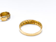 Lade das Bild in den Galerie-Viewer, bicolor Goldschmuck Ring + Ohrringe Set - Gold/ Weißgold- 14 Karat 585K
