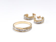 Lade das Bild in den Galerie-Viewer, bicolor Goldschmuck Ring + Ohrringe Set - Gold/ Weißgold- 14 Karat 585K