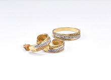 Lade das Bild in den Galerie-Viewer, bicolor Goldschmuck Ring + Ohrringe Set - Gold/ Weißgold- 14 Karat 585K