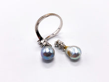 Lade das Bild in den Galerie-Viewer, Vintage I Perlenschmuck Ring + Anhänger Gold 750K 18 Karat Weißgold I 0,34ct