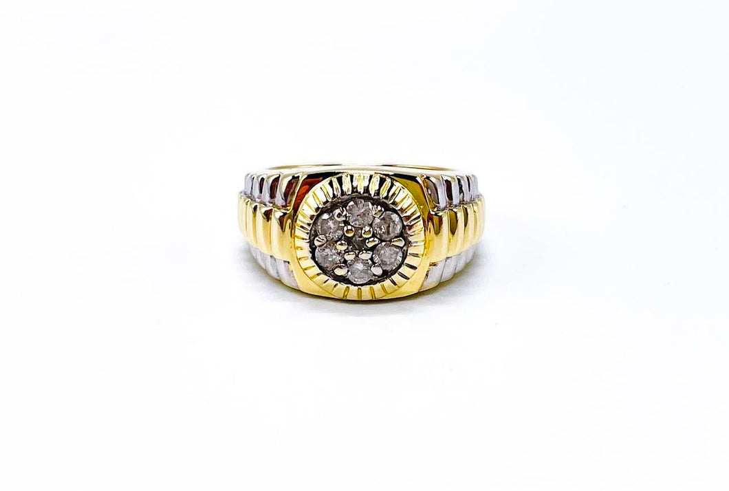 RLX Stil | Unisex | Präsidentenband Glieder Präsidenten | Bicolor Gold Weißgold Diamanten Ring Gr. 56 | 0,47ct | 18 Karat 750K