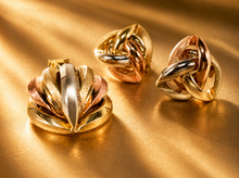 Lade das Bild in den Galerie-Viewer, Tricolor I Gold Schmuckset I Ohrringe/ Ohrstecker I Anhänger I 8 Karat 333K
