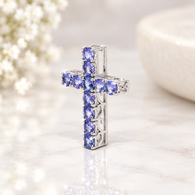 Lade das Bild in den Galerie-Viewer, Silberschmuck I Kreuz I lila Steine I 925er Silber
