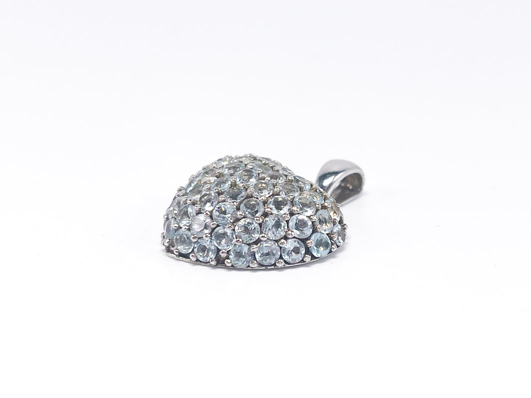 Herz Anhänger | Silber Silberschmuck Schmuck | hellblaue Steine | 925er