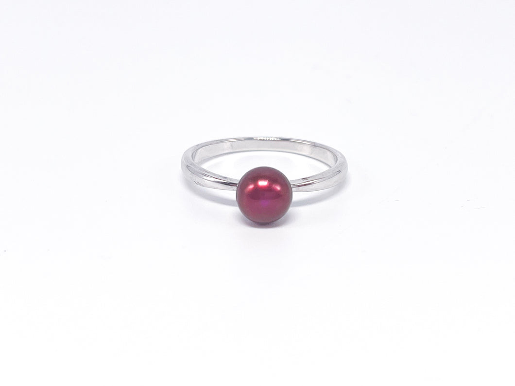 Silber Perlen Ring (Rubin-farbig) | Silberschmuck | Schmuck | Gr. 63 Ø 7,3mm | 925er