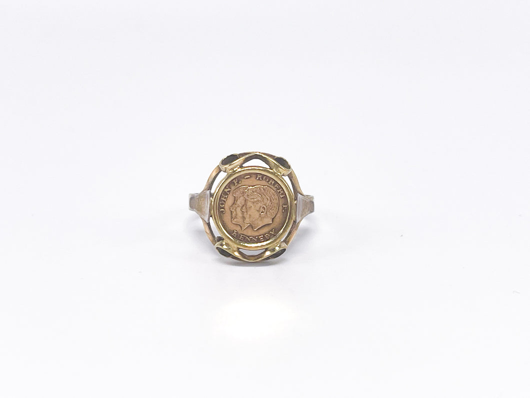 Vintage - Antik Schmuck | Siegelring Gold Ring Münzring Münze | JFK In Memoriam John F. Kennedy | 8 Karat 333K