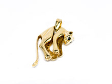 Lade das Bild in den Galerie-Viewer, Panther I Damen &amp; Herren Gold Anhänger I *Saphir blaue schwarze Augen* I 14 Karat 585K
