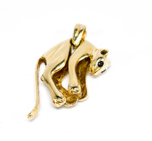 Lade das Bild in den Galerie-Viewer, Panther I Damen &amp; Herren Gold Anhänger I *Saphir blaue schwarze Augen* I 14 Karat 585K
