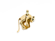 Lade das Bild in den Galerie-Viewer, Panther I Damen &amp; Herren Gold Anhänger I *Saphir blaue schwarze Augen* I 14 Karat 585K
