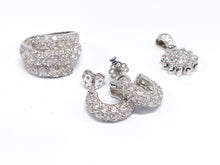 Lade das Bild in den Galerie-Viewer, Luxus Italy Weißgold Damen Schmuck Set Creolen Anhänger Ring 54 | 18 Karat 750K
