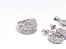 Lade das Bild in den Galerie-Viewer, Luxus Italy Weißgold Damen Schmuck Set Creolen Anhänger Ring 54 | 18 Karat 750K
