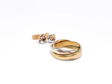Lade das Bild in den Galerie-Viewer, trinity tricolor Set Gelbgold Weißgold Roségold Rotgold 3er Ring + Ohrringe 14K 585 Karat

