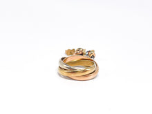 Lade das Bild in den Galerie-Viewer, trinity tricolor Set Gelbgold Weißgold Roségold Rotgold 3er Ring + Ohrringe 14K 585 Karat
