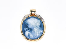 Lade das Bild in den Galerie-Viewer, Vintage Antik Schmuck | Achat Kamee | Diamanten | Gold Clip Anhänger | 0,10ct 14 Karat 585K
