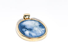 Lade das Bild in den Galerie-Viewer, Vintage Antik Schmuck | Achat Kamee | Diamanten | Gold Clip Anhänger | 0,10ct 14 Karat 585K
