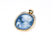 Lade das Bild in den Galerie-Viewer, Vintage Antik Schmuck | Achat Kamee | Diamanten | Gold Clip Anhänger | 0,10ct 14 Karat 585K
