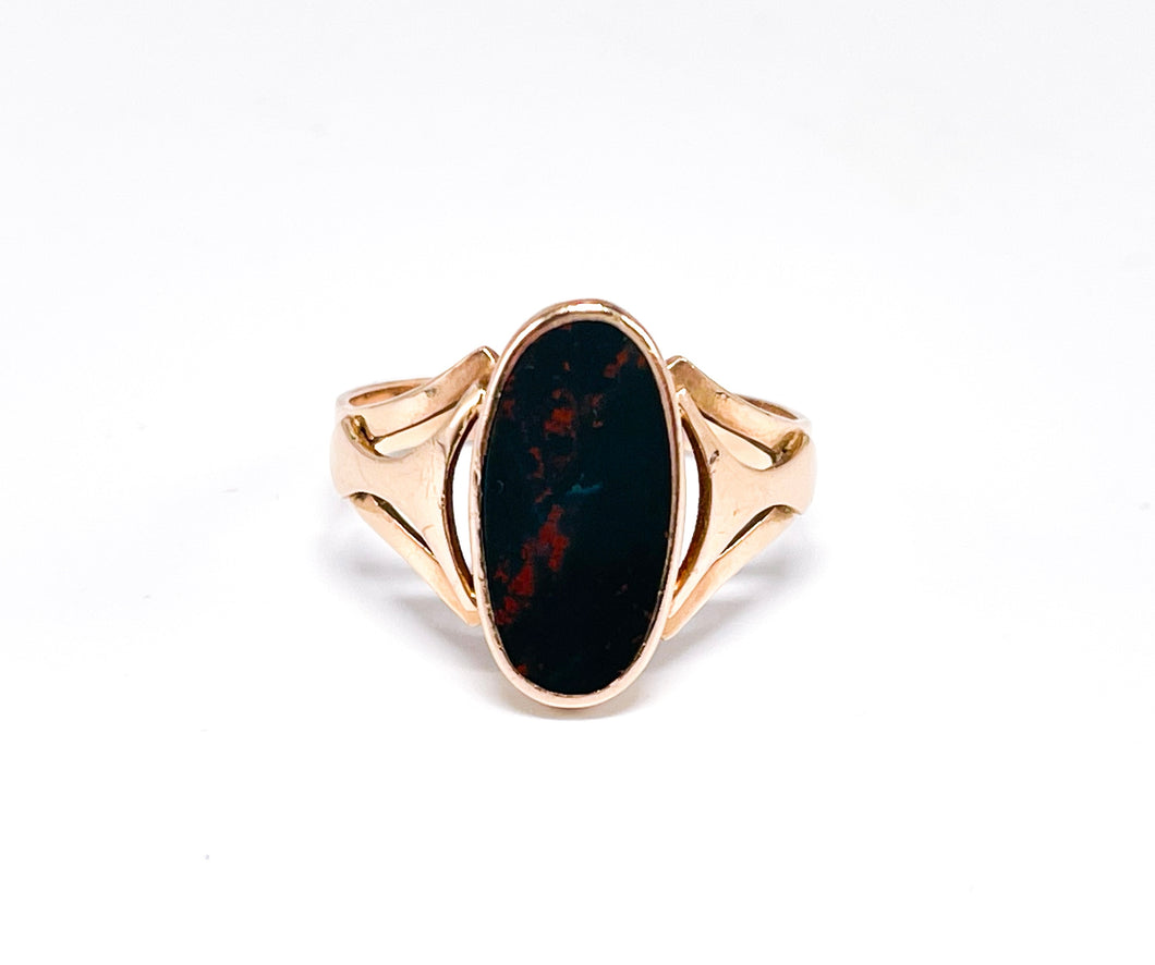 Vintage I Classic I Roségold Rotgold Gold Ring I Schmuck Goldschmuck I Stein Schwarz Rot I 14 Karat 585K