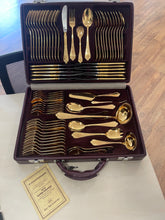 Lade das Bild in den Galerie-Viewer, 23/24 Karat hartvergoldetes Besteckset Solingen 70-teilig | 12 Personen + Koffer
